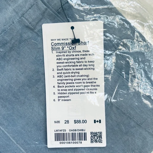 LULULEMON Commission Short Slim 9” *Oxford - M7AFZS - Oxford Blue White - Sz 28 - Picture 4 of 5
